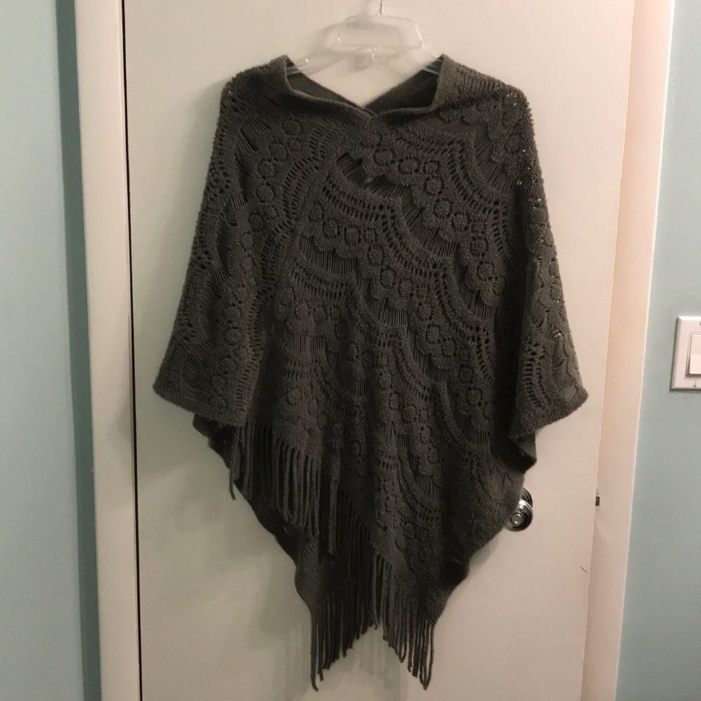 Gray Sweater Poncho